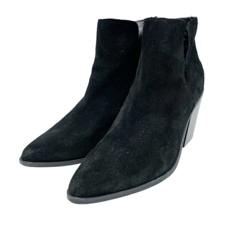 Lisa Vicky Women's Black Suede Ankle Block Heel Booties Size 10M‎